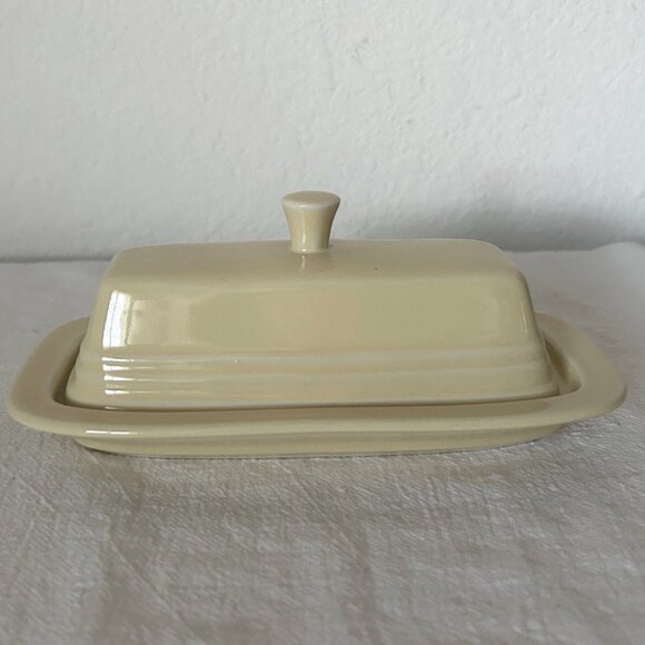 Yellow Fiesta Covered Butter Dish Ceramic Fiestaware Discontinued Color - Picture 1 of 5